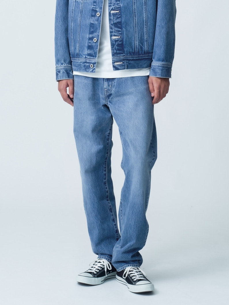 Tapered Fit Washed Organic Cotton Denim Pants 詳細画像 faded blue 1