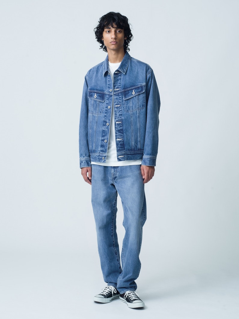 Tapered Fit Washed Organic Cotton Denim Pants 詳細画像 faded blue 2