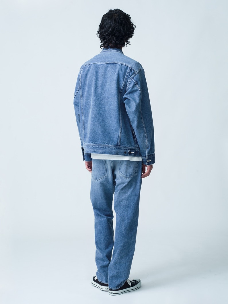 Tapered Fit Washed Organic Cotton Denim Pants 詳細画像 faded blue 3