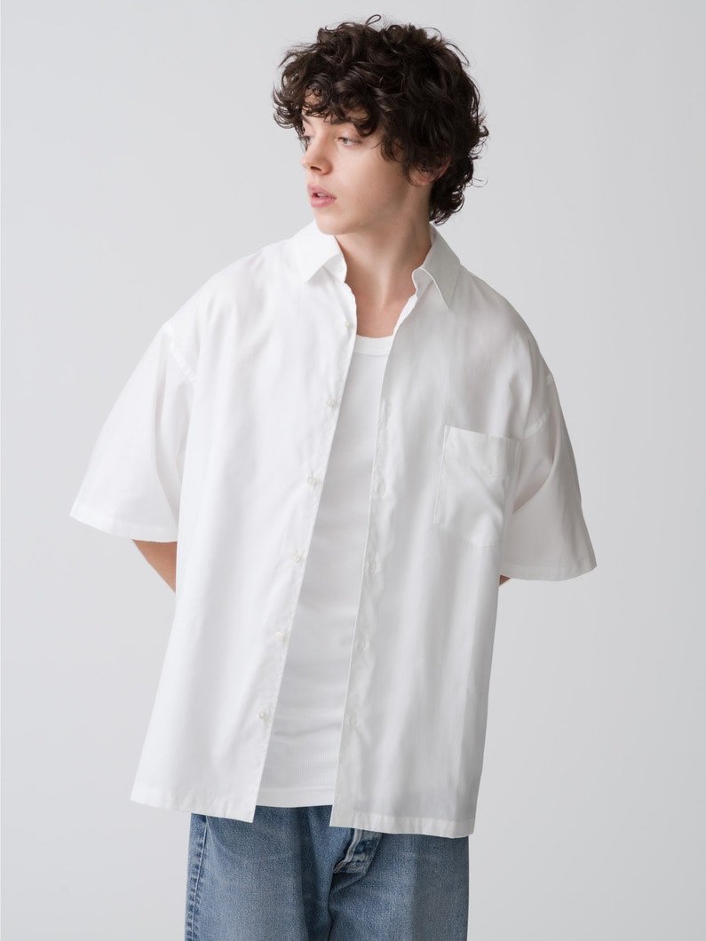 Albini Oxford Short Sleeve Shirt 詳細画像 white