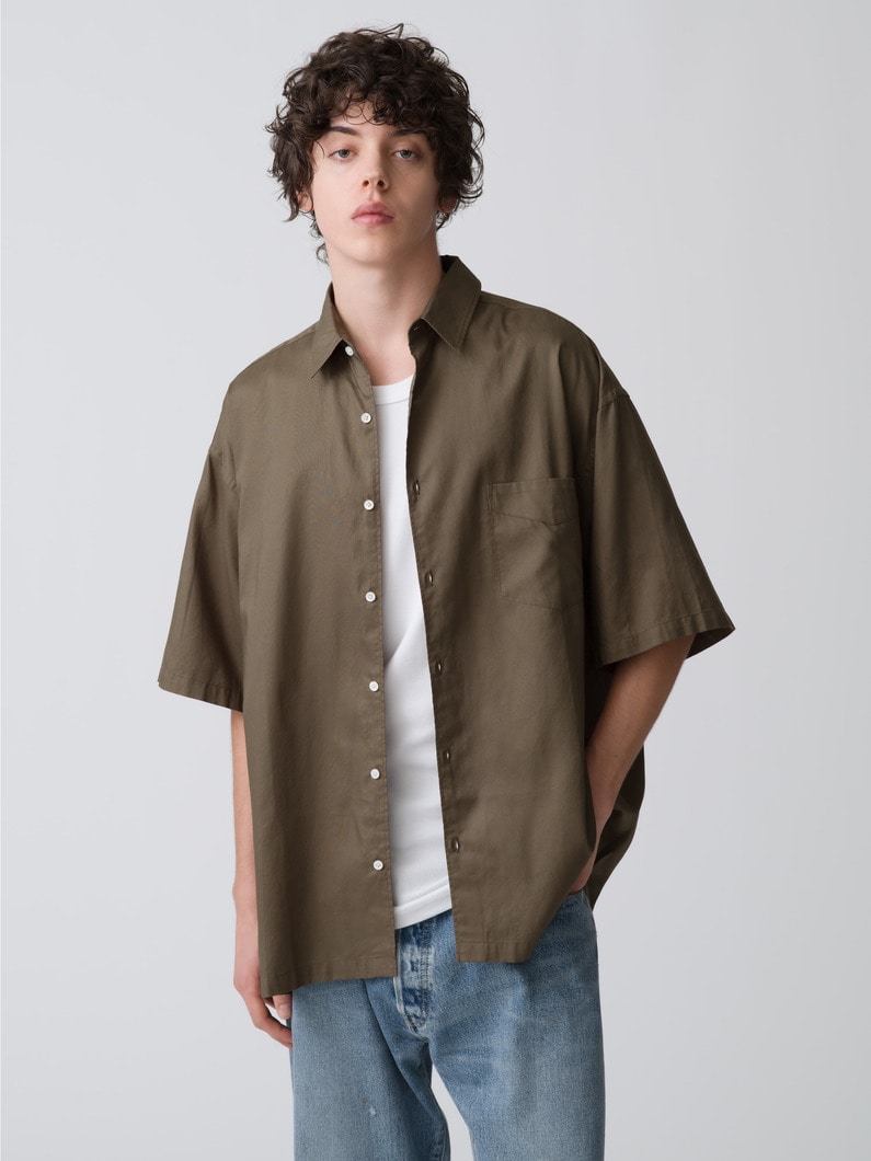 Albini Oxford Short Sleeve Shirt 詳細画像 khaki