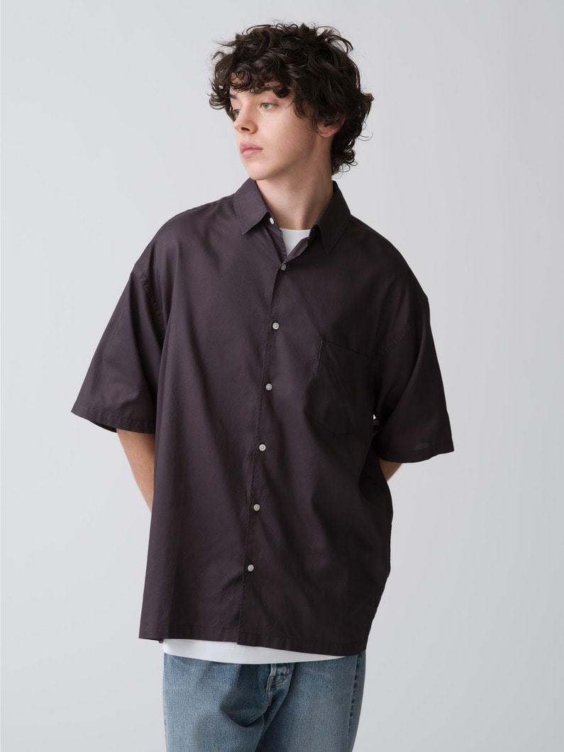 Albini Oxford Short Sleeve Shirt 詳細画像 charcoal gray