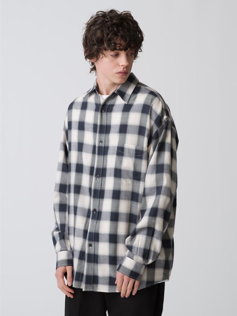 Organic Cotton Ombre Checked Shirt 詳細画像 black