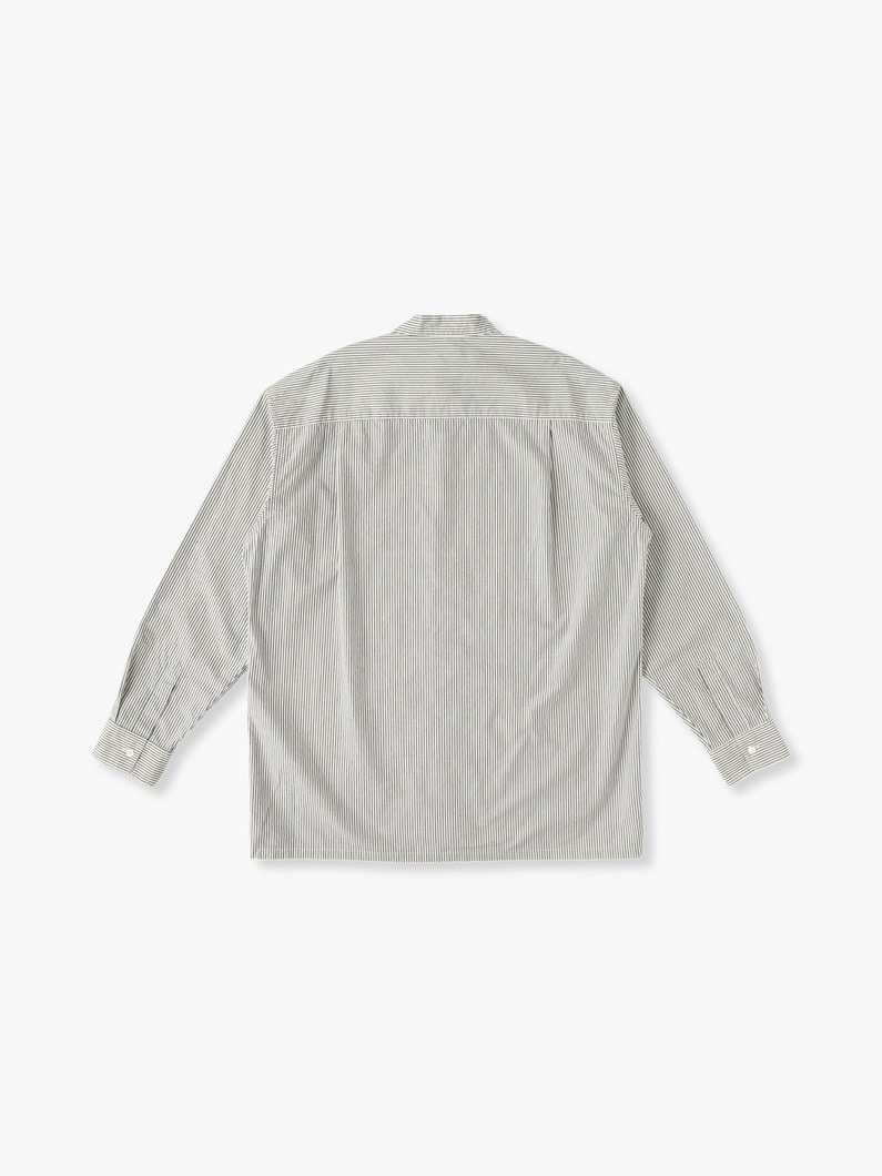 Organic Cotton Kapok Striped Band Collar Shirt 詳細画像 gray 1