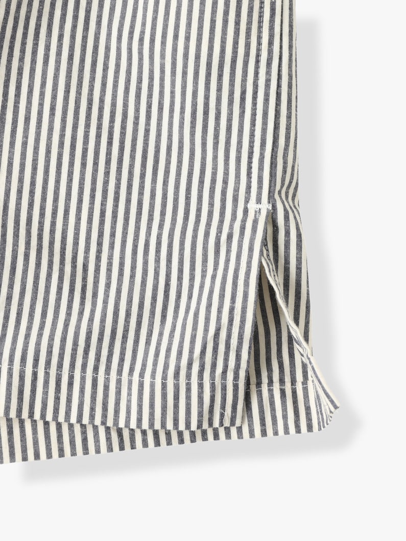 Organic Cotton Kapok Striped Band Collar Shirt 詳細画像 gray 3