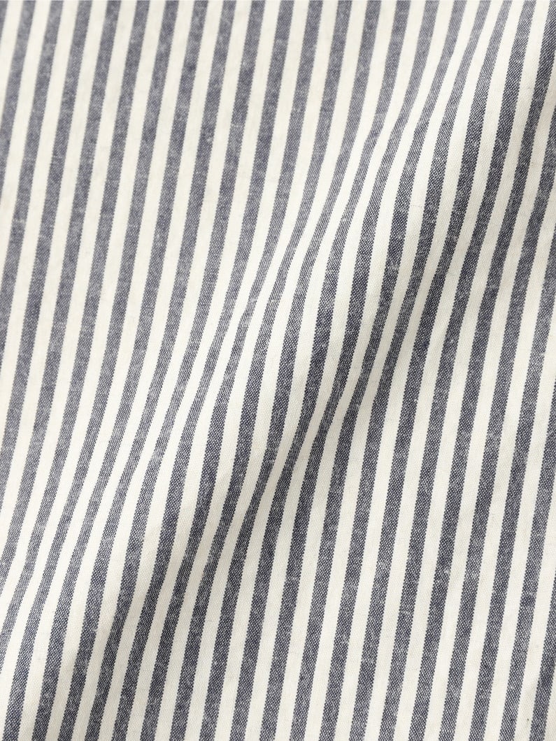 Organic Cotton Kapok Striped Band Collar Shirt 詳細画像 sax 4