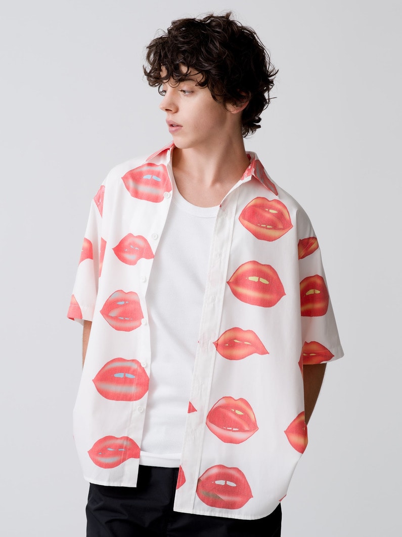 Lips Short Sleeve Shirt 詳細画像 white