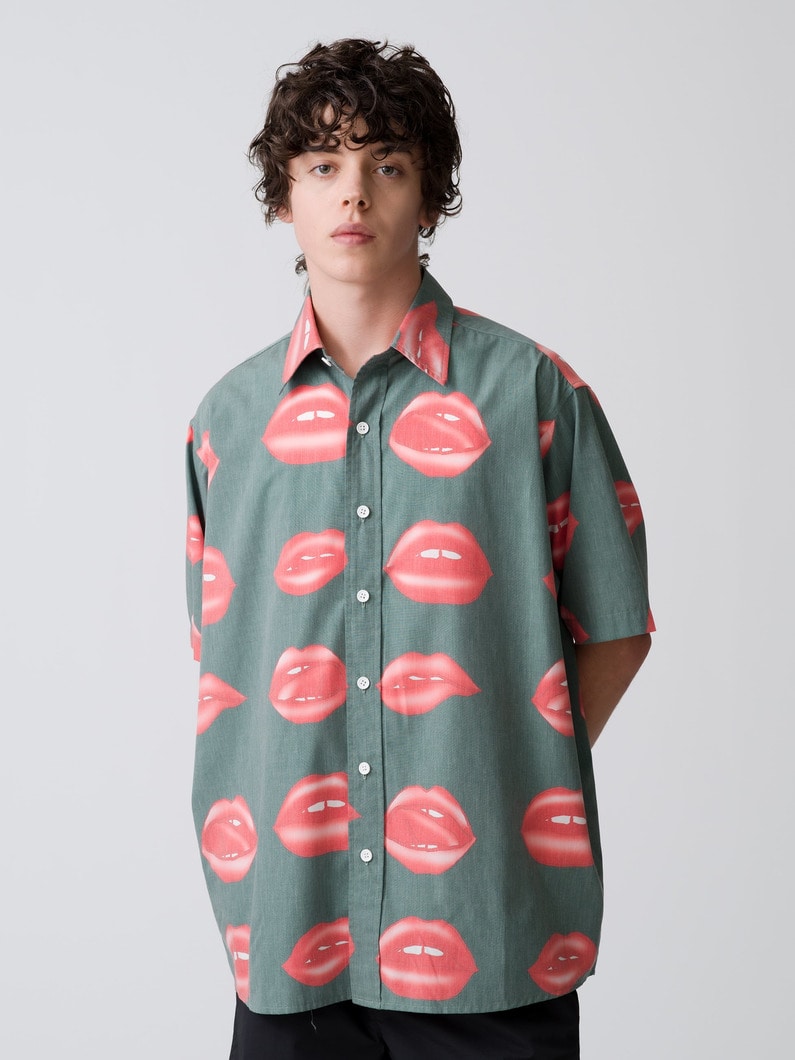 Lips Short Sleeve Shirt 詳細画像 green 1