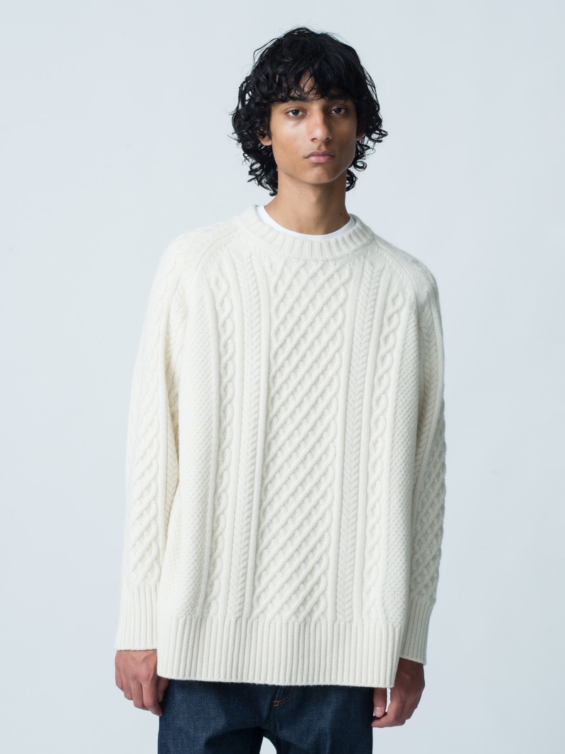 Lambswool Cable Knit Pullover 詳細画像 off white 1