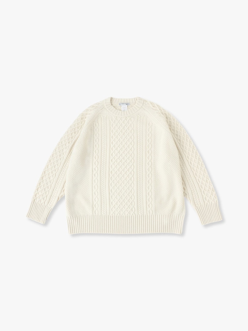 Lambswool Cable Knit Pullover 詳細画像 off white 3