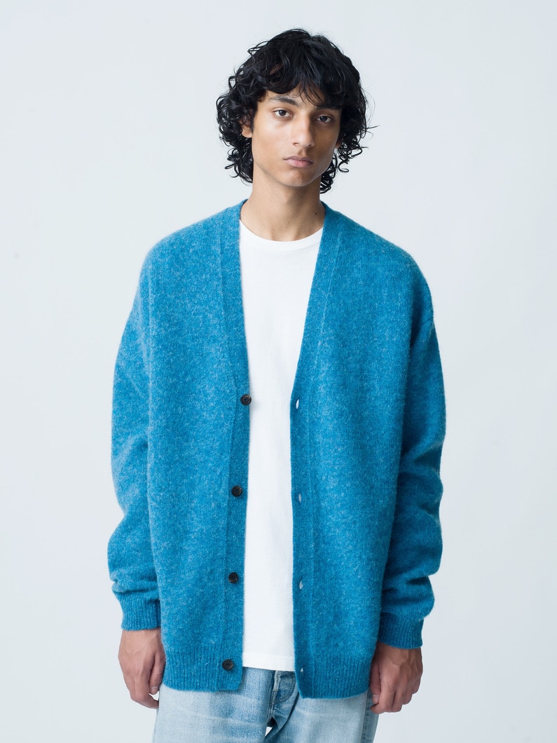 Wool Knit V Neck Cardigan 詳細画像 blue 1