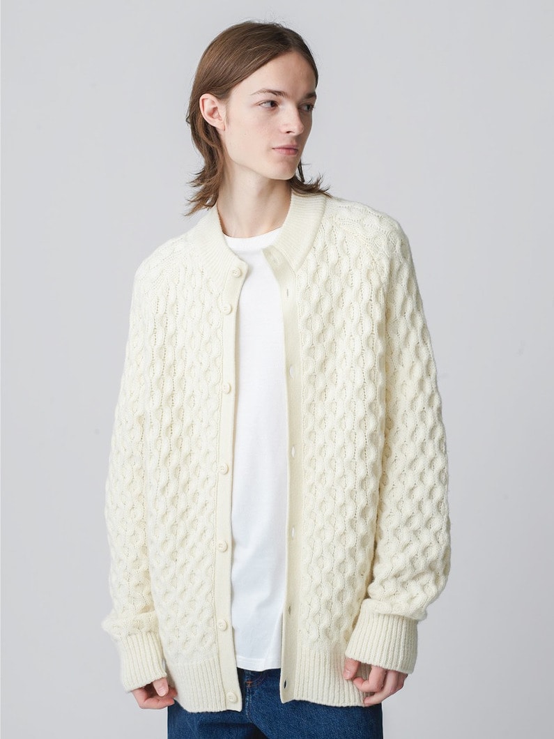 Cable Knit Cardigan 詳細画像 white