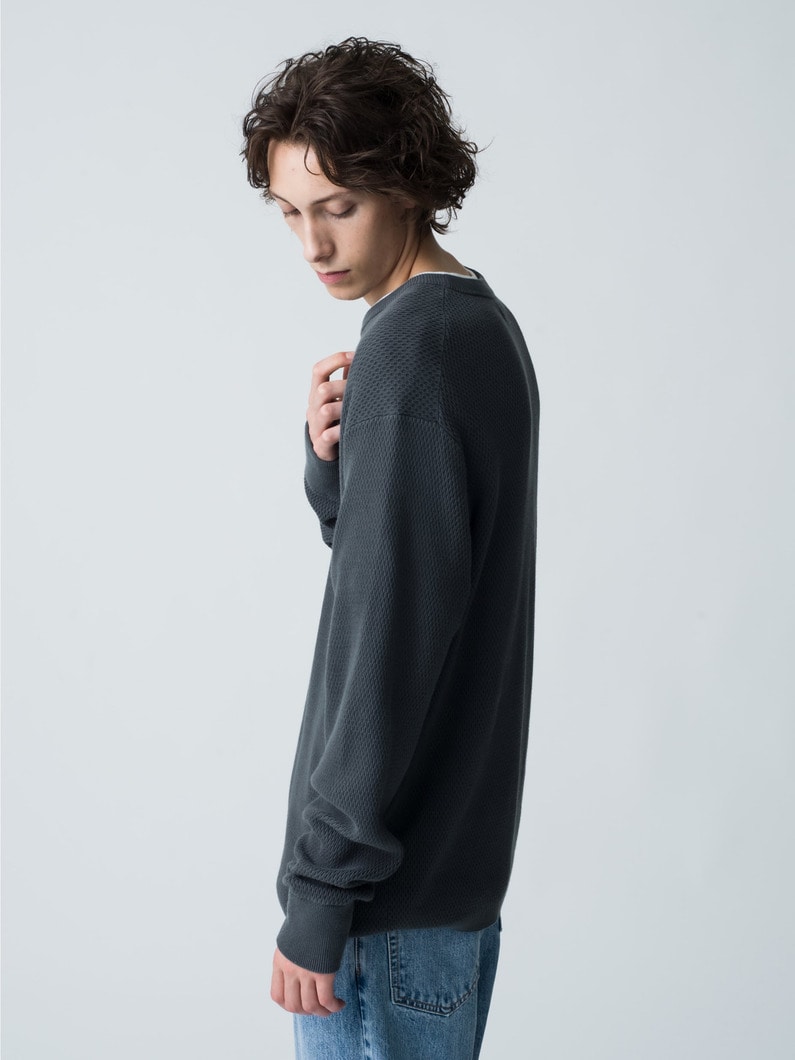 USA Organic Cotton thermal Pullover 詳細画像 charcoal gray 2