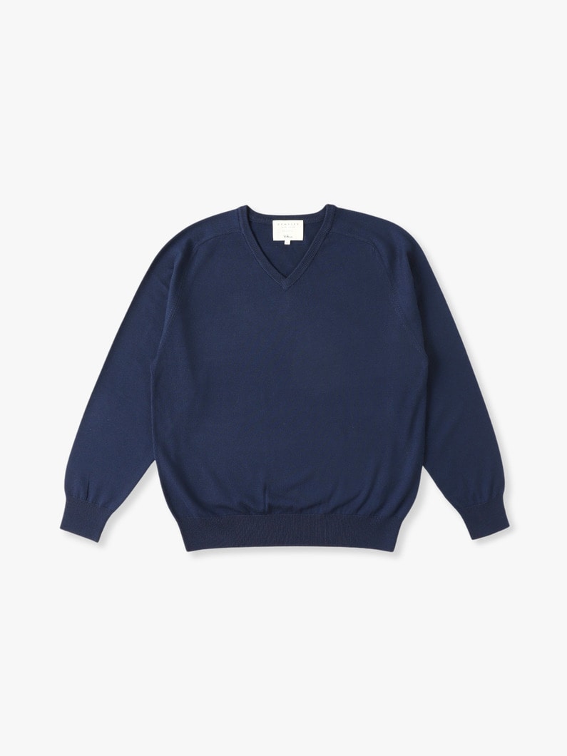 Saddle V Neck Knit Pullover 詳細画像 navy 1