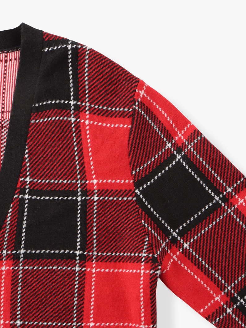 Jacquard Knit Cardigan（tartan） | ニット 詳細画像 red 2