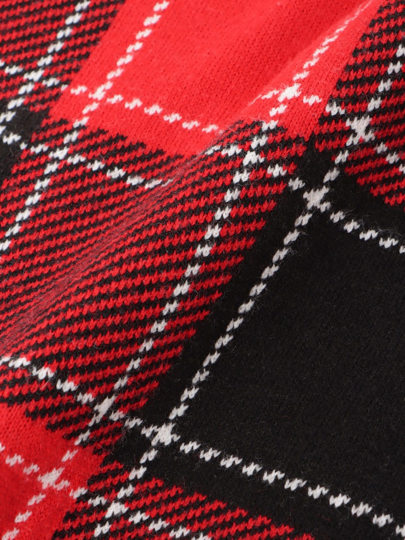 Jacquard Knit Cardigan（tartan） | ニット 詳細画像 red 3