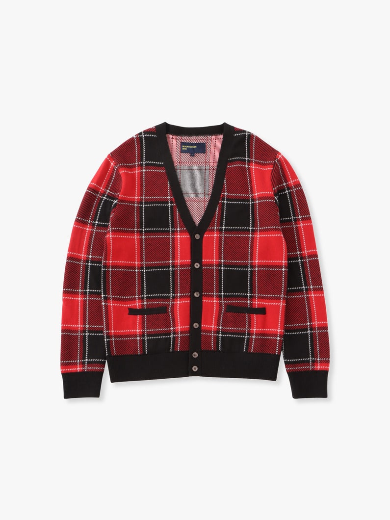 Jacquard Knit Cardigan（tartan） | ニット 詳細画像 red 4