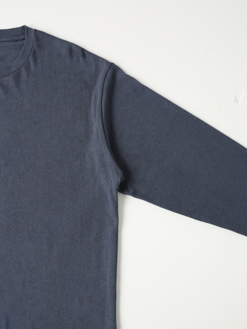 Bamboo Cotton Plain Stitch Long Sleeve Tee 詳細画像 navy 2