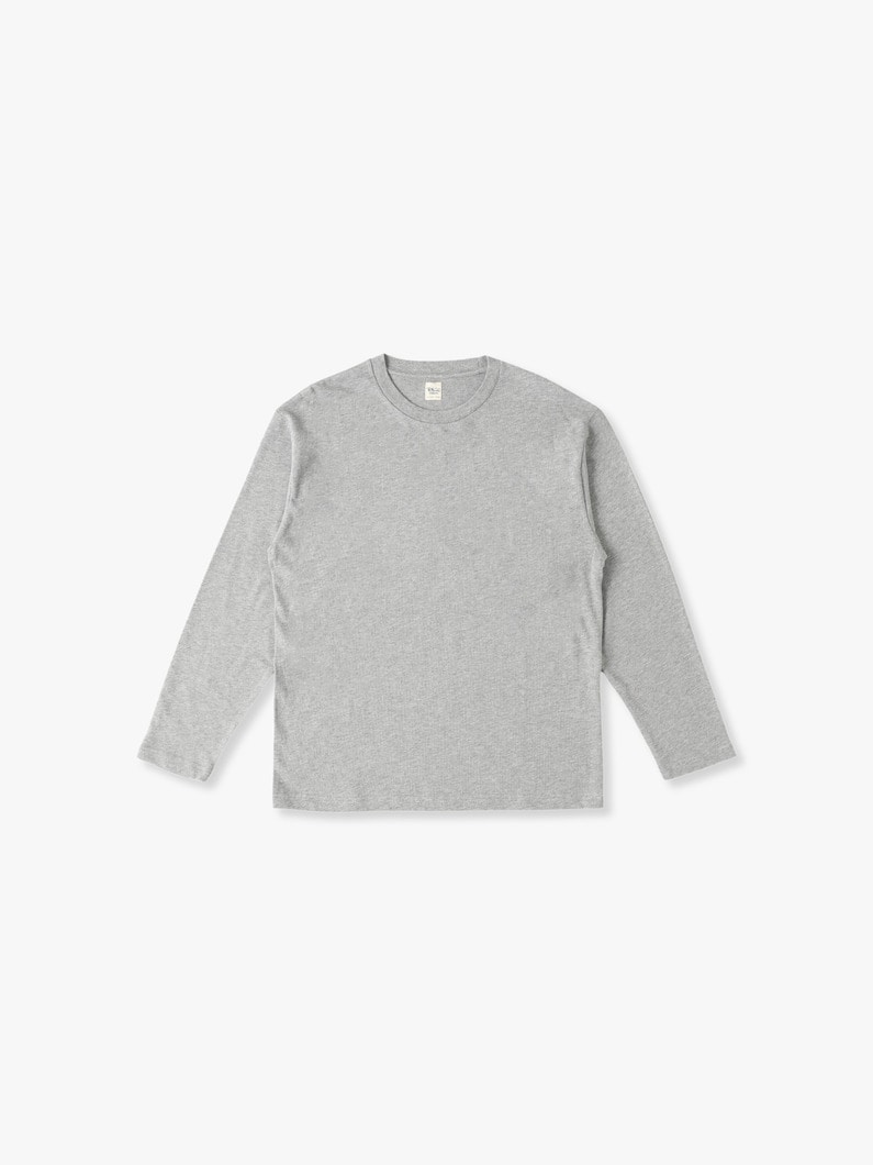 Bamboo Cotton Plain Stitch Long Sleeve Tee 詳細画像 top gray