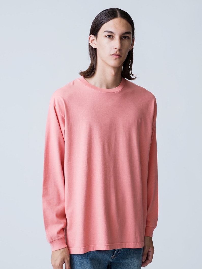 Organic Cotton Garment Sulfur Dyed Long Sleeve Tee 詳細画像 coral 1