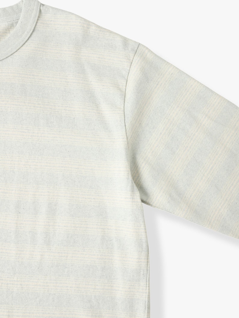 Denim Mixed Multi Stripe Long Sleeve Tee 詳細画像 light blue 2