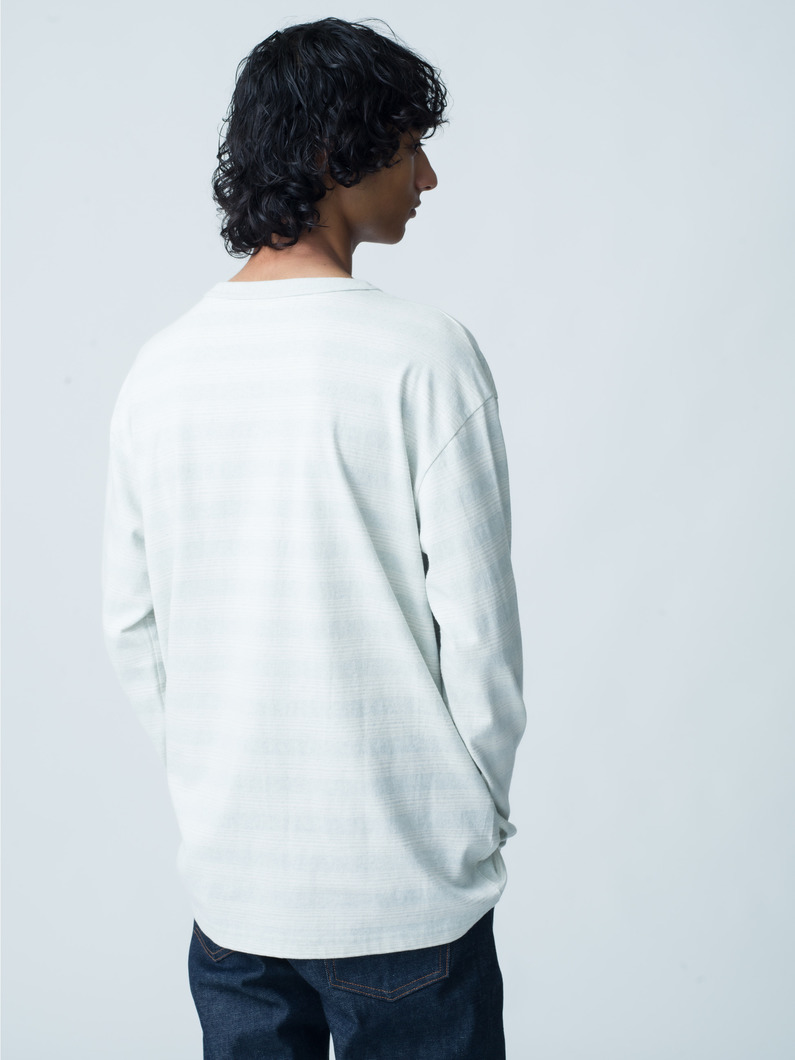 Denim Mixed Multi Stripe Long Sleeve Tee 詳細画像 light blue 2