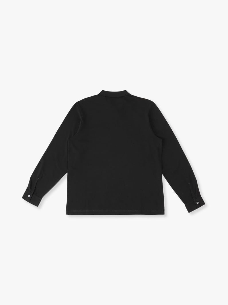 Pique Long Sleeve Polo Shirt 詳細画像 black 1