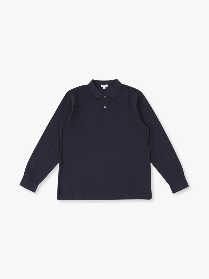 Pique Long Sleeve Polo Shirt 詳細画像 navy