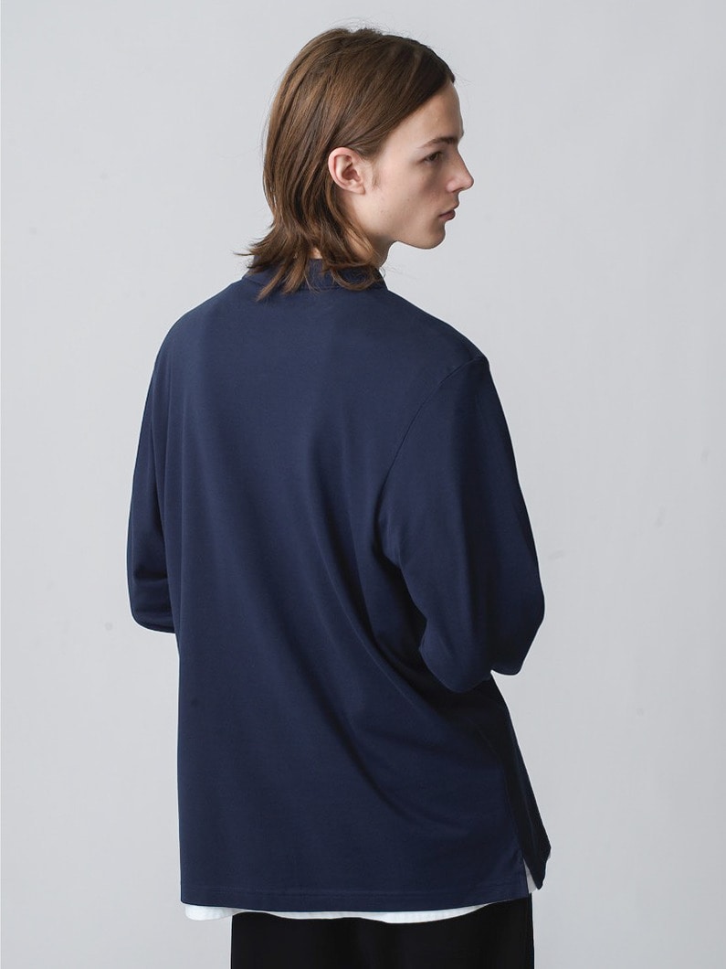 Pique Long Sleeve Polo Shirt 詳細画像 navy 2