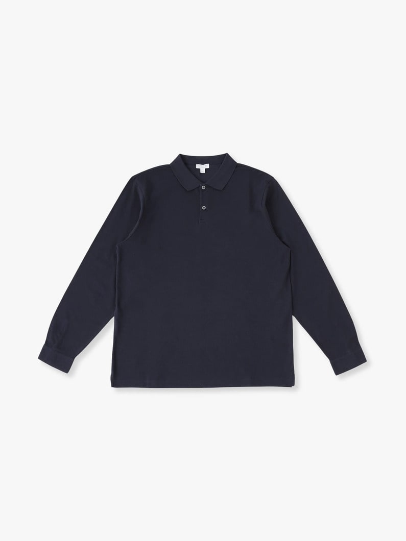 Pique Long Sleeve Polo Shirt 詳細画像 navy 3