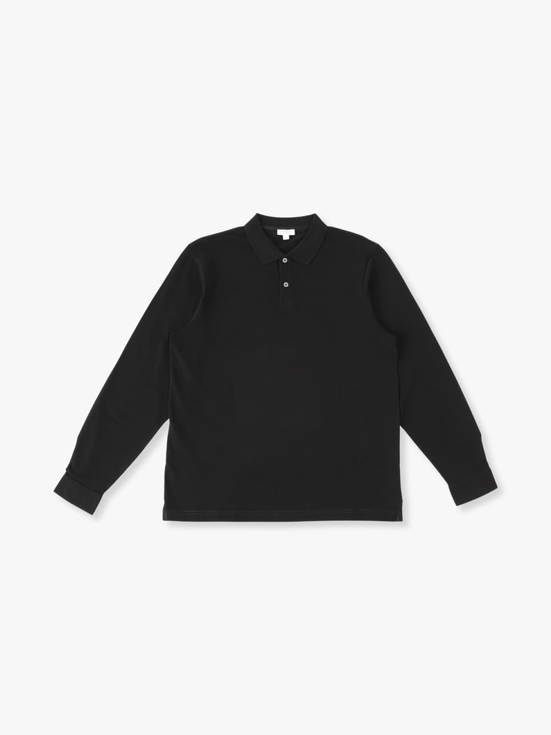 Pique Long Sleeve Polo Shirt 詳細画像 black