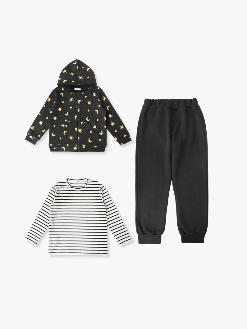 Moonchild Zip Hoodie＆Long Sleeve Tee＆Pants (4-10year) | セットアップ 詳細画像 black 1