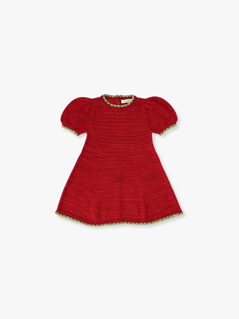 Crochet Trim Puff Dress (4year) 詳細画像 burgundy 1