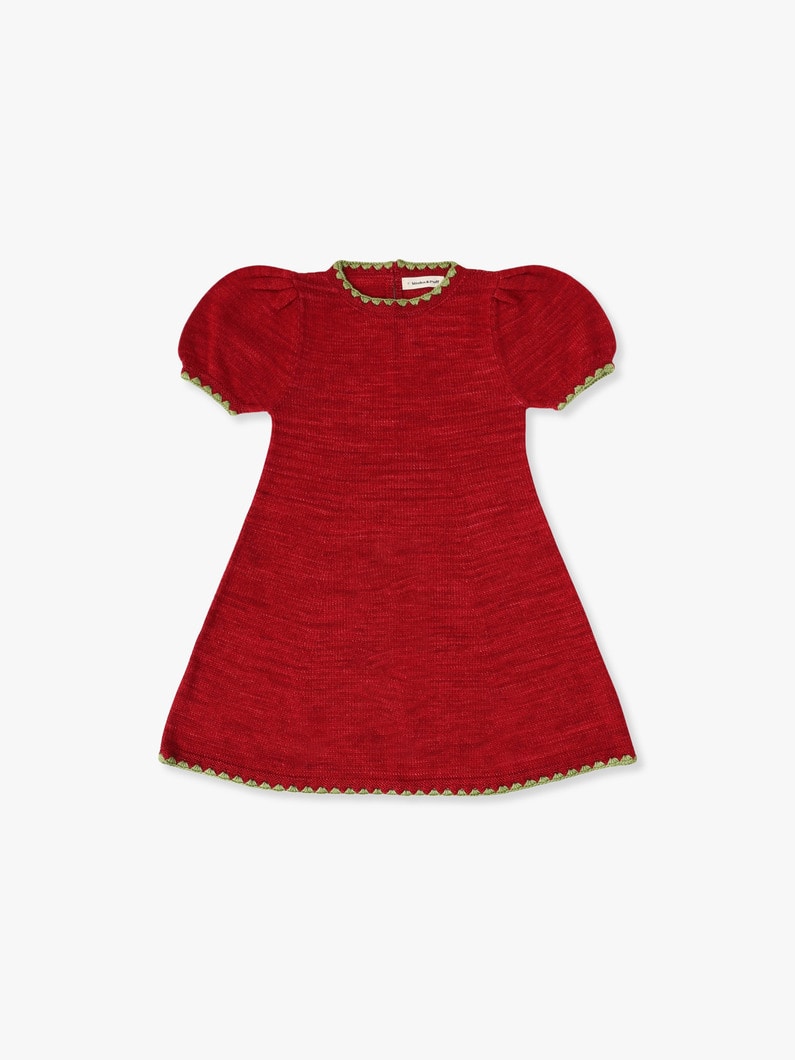 Crochet Trim Puff Dress (8year) 詳細画像 burgundy 1