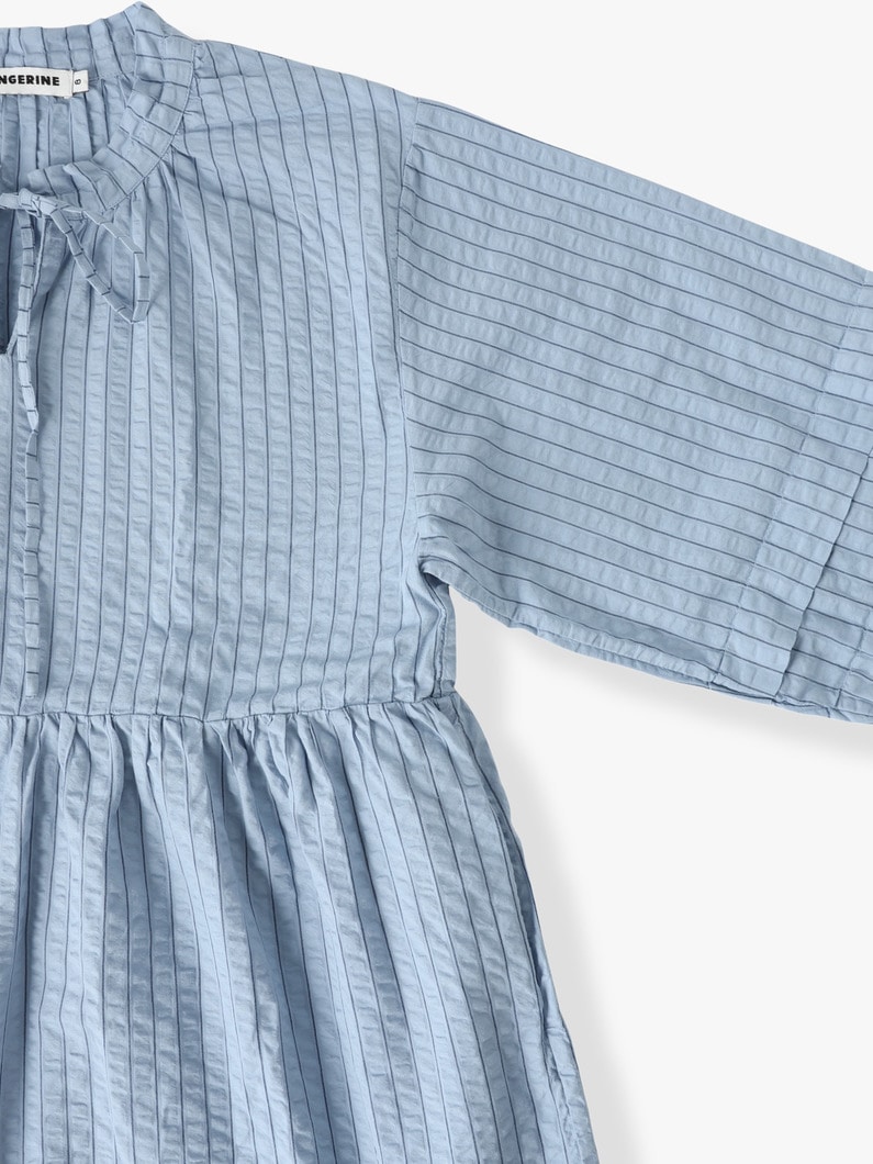 Seer Sucker Pleated Dress (8/10year) 詳細画像 blue 2