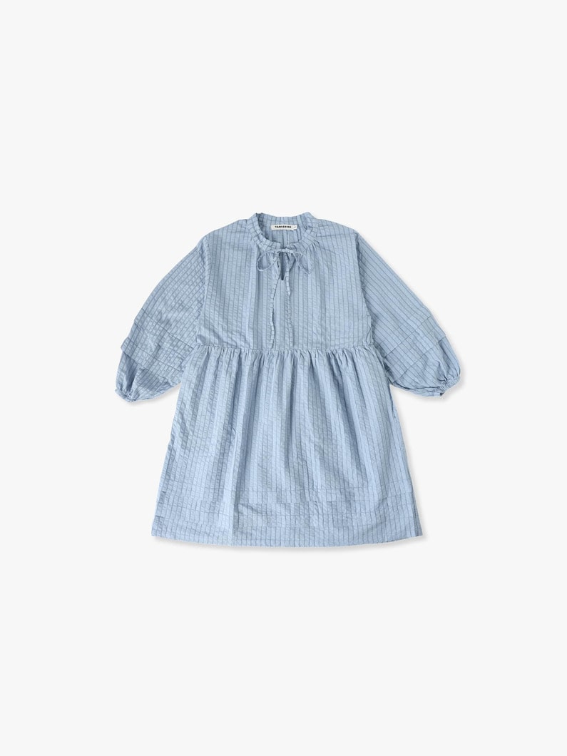 Seer Sucker Pleated Dress (8/10year) 詳細画像 blue 1