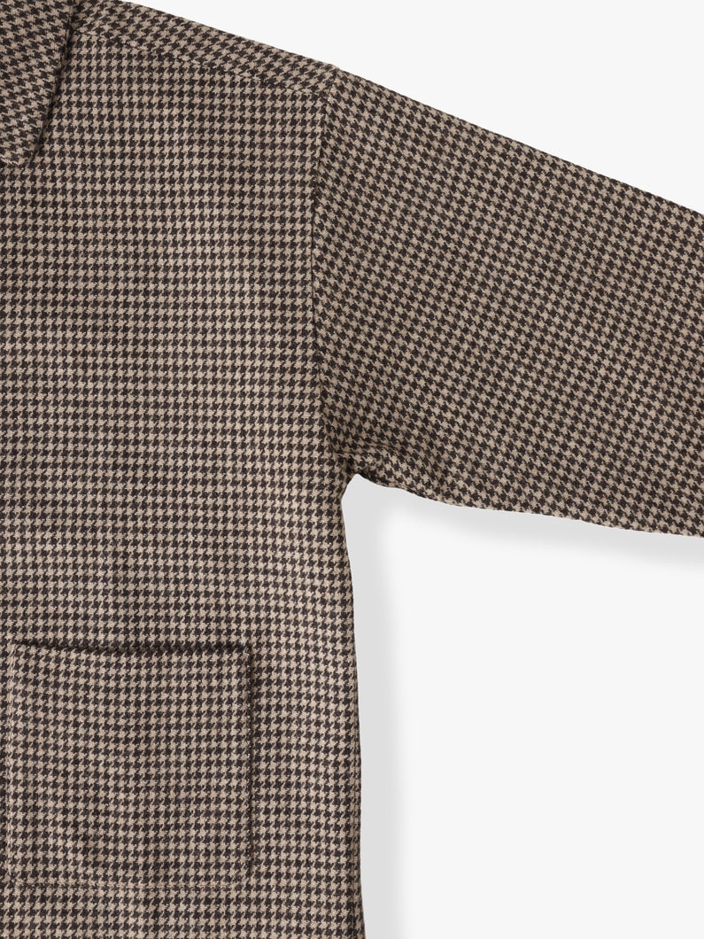 Oversized Houndstooth Checked Wool Jacket (8/10year) 詳細画像 brown 2