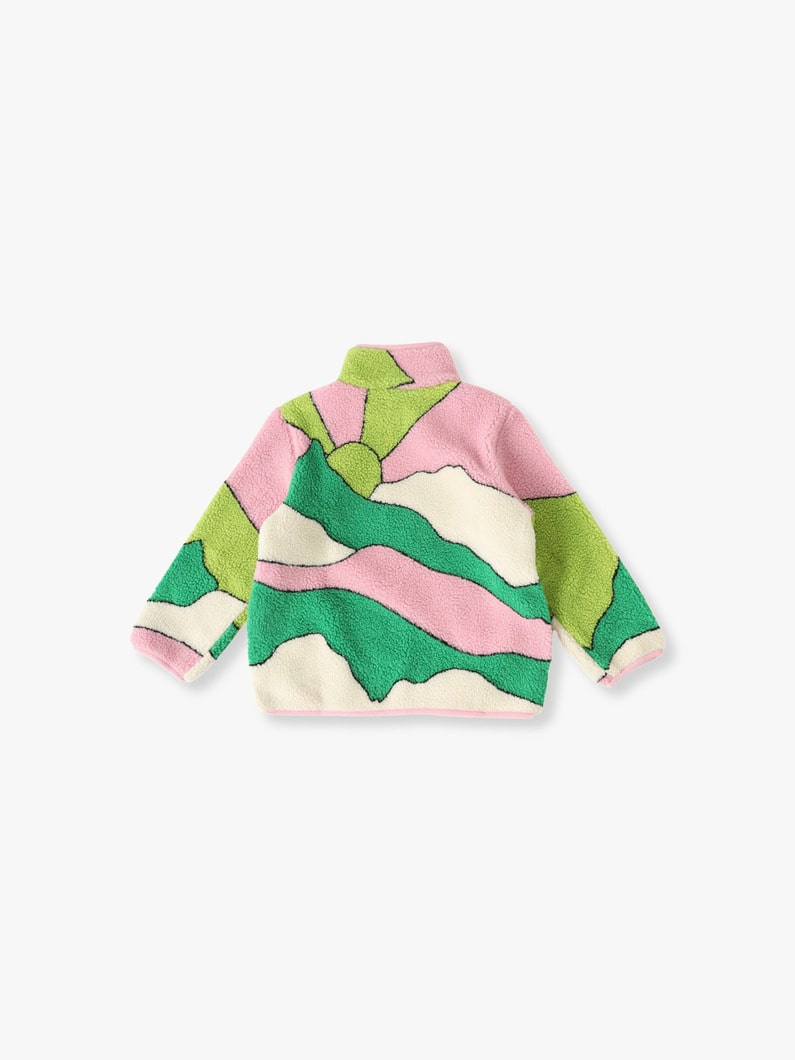 Sunrise Scene Fleece Jacket (pink×green/6-8year) 詳細画像 multi 1