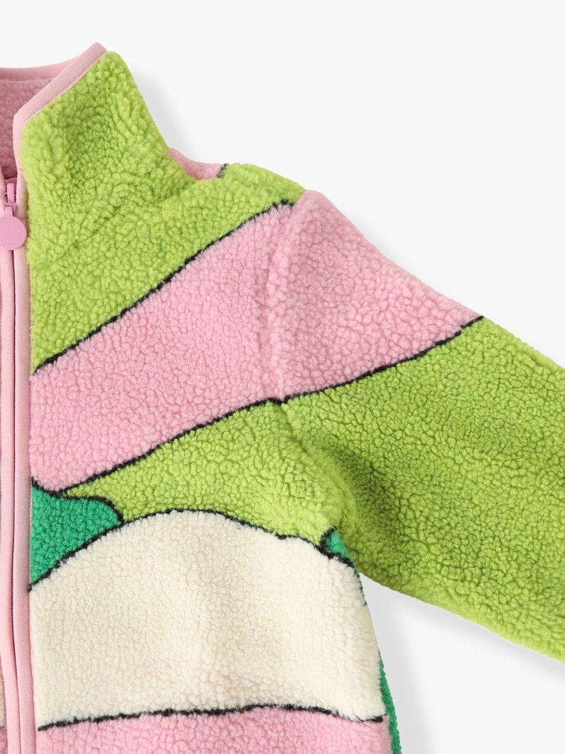 Sunrise Scene Fleece Jacket (pink×green/6-8year) 詳細画像 multi 2