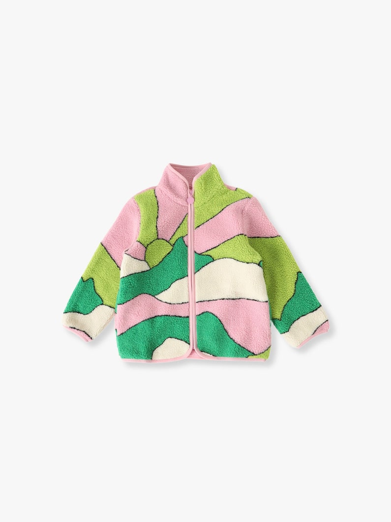 Sunrise Scene Fleece Jacket (pink×green/6-8year) 詳細画像 multi 1