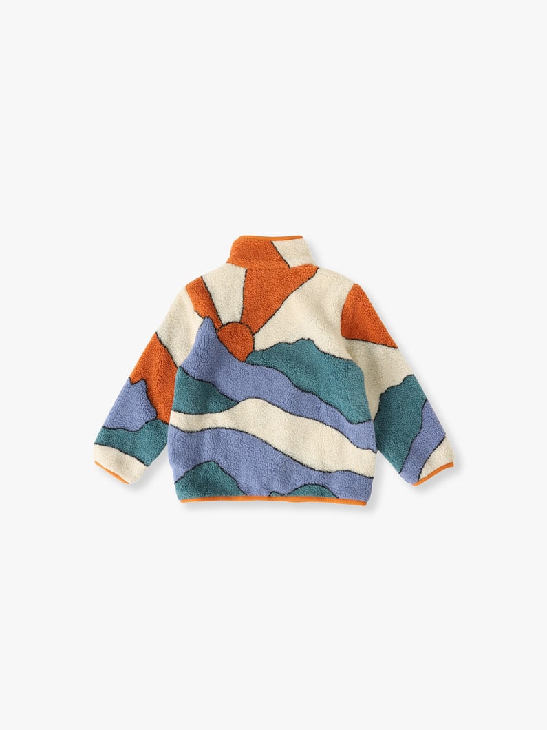 Sunrise Scene Fleece Jacket (orange×blue/6-8year) 詳細画像 multi 1