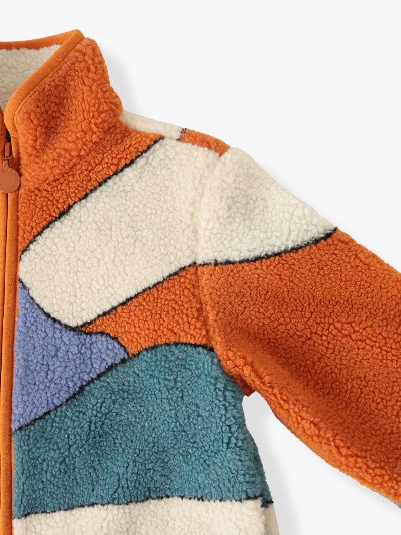 Sunrise Scene Fleece Jacket (orange×blue/6-8year) 詳細画像 multi 2