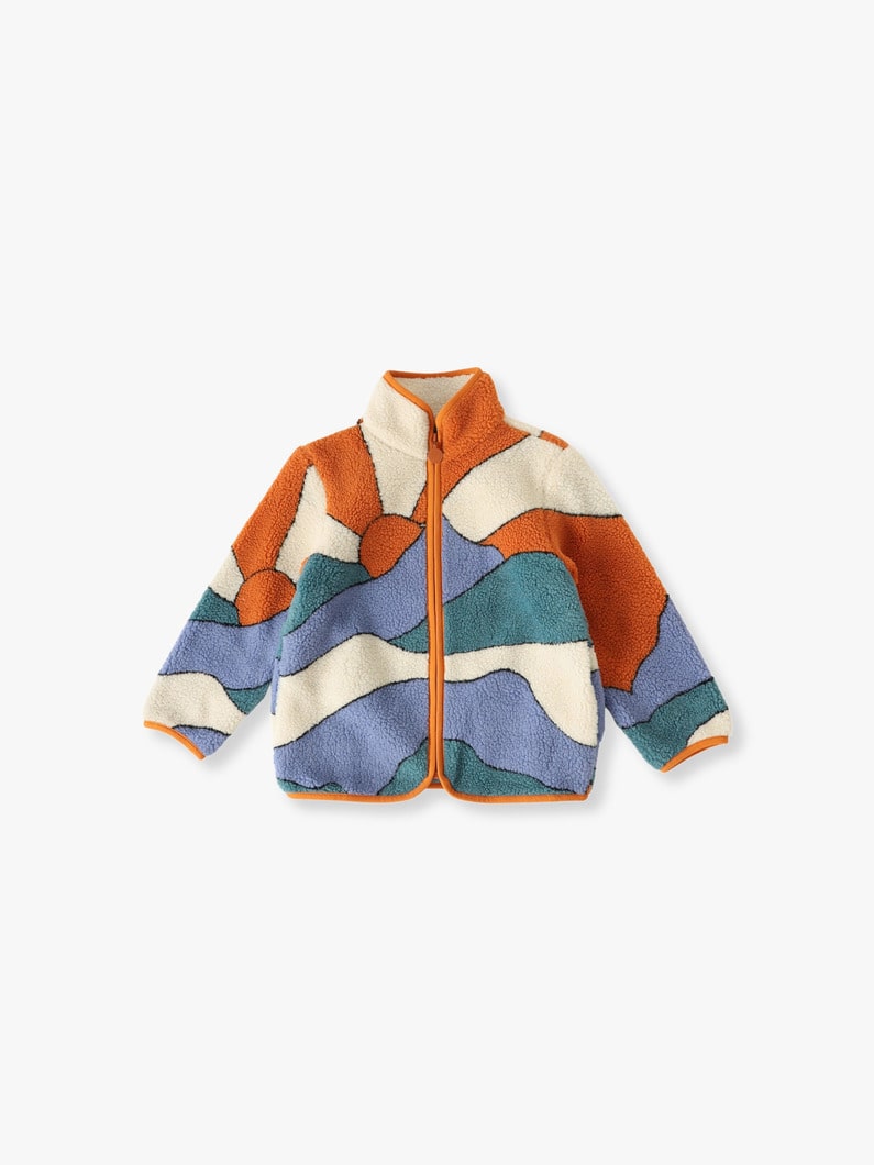 Sunrise Scene Fleece Jacket (orange×blue/6-8year) 詳細画像 multi 1