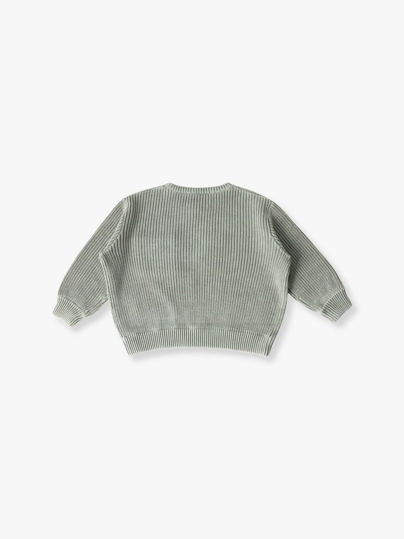 Washed Cotton Knit Pullover (dark green/off white/80-150cm) 詳細画像 off white 1