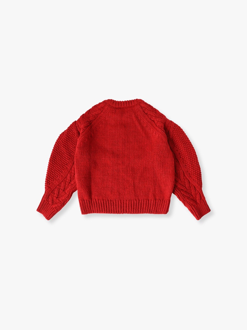 Puff Sleeve Cable Knit Pullover (6-8year) 詳細画像 red 1