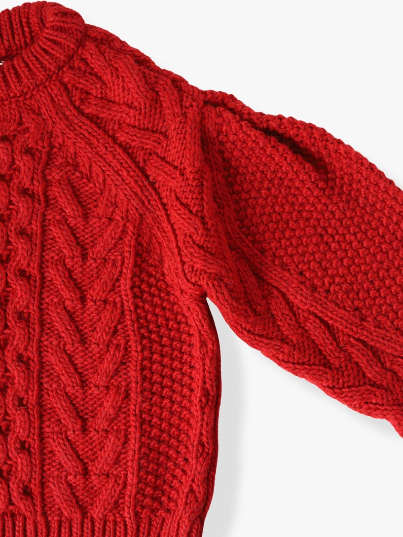 Puff Sleeve Cable Knit Pullover (6-8year) 詳細画像 red 2