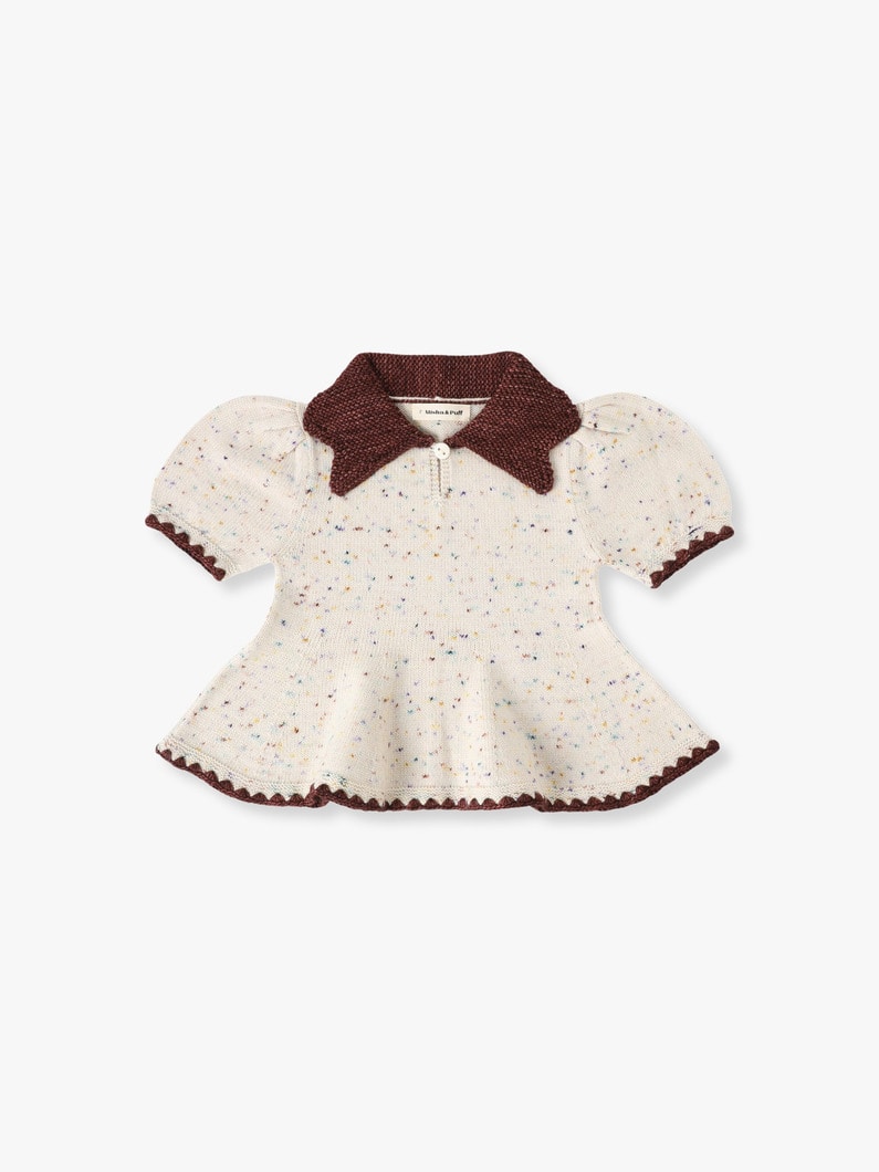 Crochet Trim Puff Top (6year) 詳細画像 off white 1