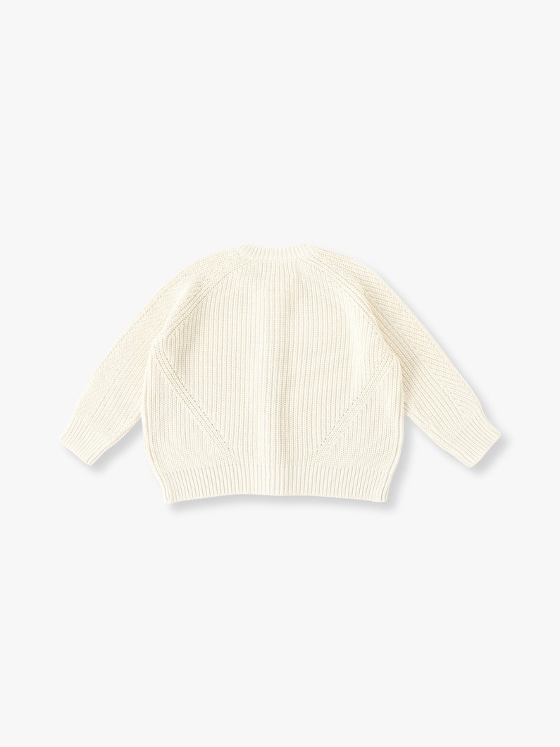 Washed Cotton Knit Cardigan (ribbon/80-150cm) 詳細画像 off white 1