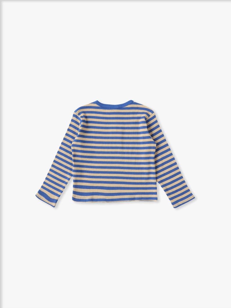 Rib Striped Long Sleeve Tee (orange/blue/100-140cm） 詳細画像 blue 1