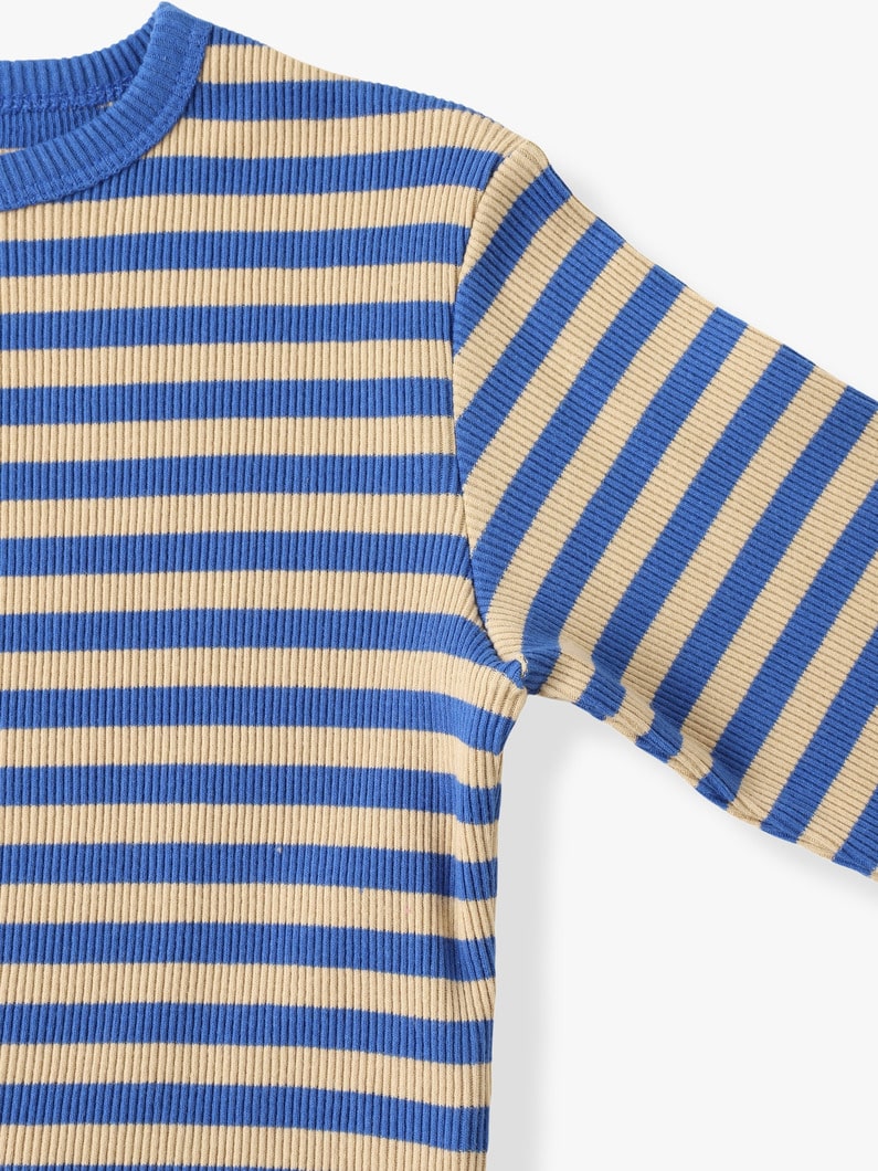 Rib Striped Long Sleeve Tee (orange/blue/100-140cm） 詳細画像 orange 2